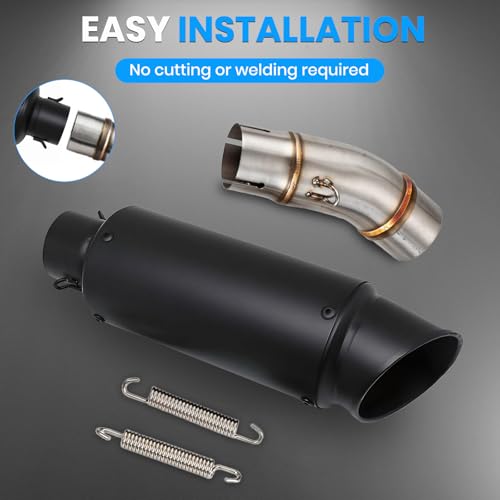 Exhaust Muffler Compatible with Kawasaki Ninja 400 Z400 2018 2019 2020 2021 2022 2023, 30cm Matte Black, with Adapter Connect Pipe, Slip On Motorcycle Exhaust