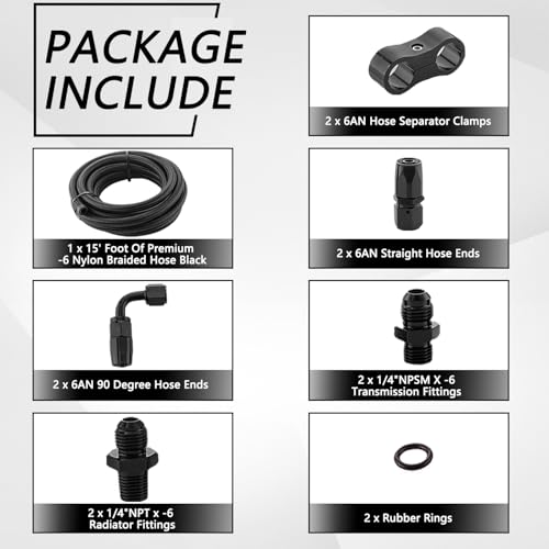 6AN Automatic Transmission Cooler Line Kit for 4L60E 4L65E - style: Style 1 with clamps