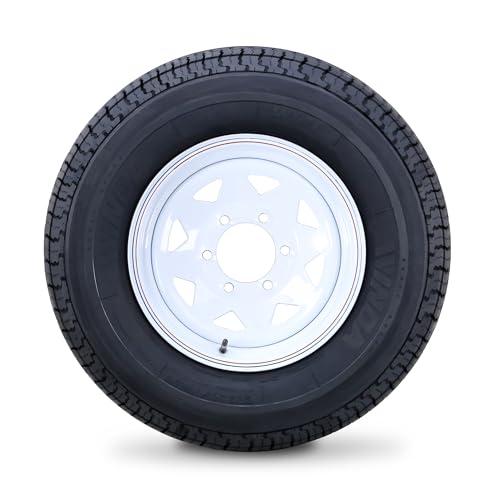 WINDA Trailer Tire Wheel ST225/75R15 10-Ply E 117L w/ 6X5.5 White Spoke Rim - size: ST225/75R15 /6x5.5