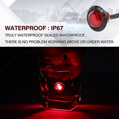 TMH (Pack of 20 3/4 Inch Mount RED LED Clearance Bullet Marker lights, Side LED marker lights for trailer Truck RV Car Bus Van - color: Red