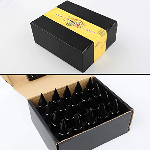 M12X1.5 Spikes Nuts for Rims Aluminum Extended Tuner Lug Nuts 20PCS 60MM (Black) - color: Black