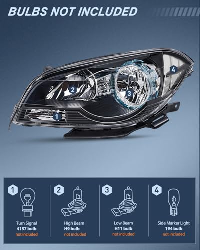 Nilight Headlight Assembly Compatible with 2008-2012 Chevy Malibu - color: Black Housing Clear Reflector, size: 2008-2012 Chevy Malibu