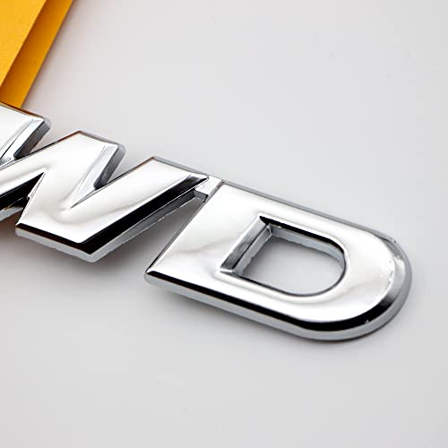 Chrome 3D Metal Large AWD Logo 4x4 Emblem All Wheel Drive Badge Off Road Sticker Racing SUV Decal (Silver) - color: Silver