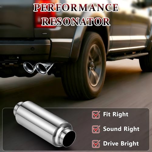2PCS 2.5" Inlet Exhaust Resonator, 2.5" Outlet 11.5" Overall Length Stainless Steel Performance Muffler, Straight Through Design, Weld-On, Universal for Car Truck, Polished - color: Black, size: 2.5" inlet 11.5" Overall Length(4" wide)-2PCS