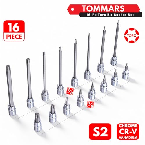 TOMMARS 16-Piece 3/8" Drive Conventional Torx Socket Set - style: Torx Bit Socket
