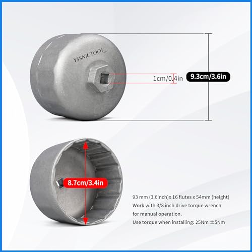 86.6mm 16 Flutes Oil Filter Wrench for Volvo and BMW With 86mm 16 Flutes Cartridge Style Oil Filter Housing Caps, Oil Filter Removal Tool For Changing Oil (silver) - color: Silver