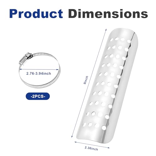 Motorcycle Heat Shield, Aluminum Alloy Motorbike Exhaust Muffler Pipe Heat Insulation Cover, Heat-Shield Muffler Pipe Protector with Ventilation Holes, Motorcycle Accessories (Silver) - color: Silver
