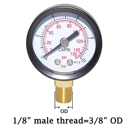 Joywayus Pressure Gauge 0 to 150 PSI Brass 1/8" Male NPT Thread Lower Mount, Multiple Function - size: 0-150PSI--1/8", style: No Glycerin Filled