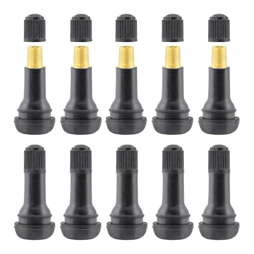 10 PCS Replacement TR413 Rubber Tire Valve Stems, Sturdy Snap-in Tyre Valves Stems for 0.453" Tubeless Rim Holes on Car, Go-Kart, Truck, Lawn Mower, Trailer