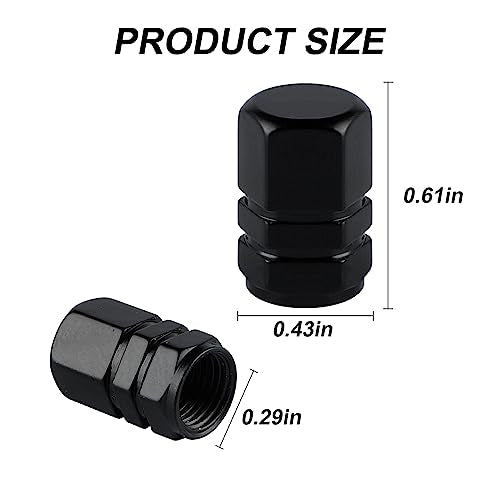 Aluminum Tire Stem Valve Caps Wheel Valve Covers Car Dustproof Tire Cap Cover Accessories, Universal for SUV, Car, Bike and Motorcycle, Hexagon Shape (4PCS Black) - color: Black