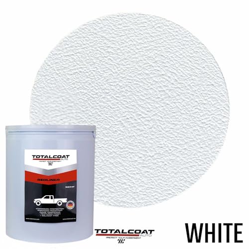 Roll On Truck Bed Liner Paint; Heavy Duty Coating Protection for Box Trucks, Pickups, Cargo Vans (1 Gallon Kit, White) - color: White