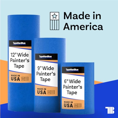 TapeManBlue Wide Painters Tape 6 inch x 60 yds, Made in USA, Extra Wide Masking Tape for Laser Cutting, 3D Printing, and Painting, Removes Cleanly with No Residue