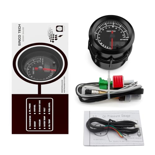 52mm Afr Gauge Car Meter Digital Display Pointer 7 Colors Backlight 12V Universal with Narrowband Oxygen Kit…… (A/F Meter) - style: A/F Meter