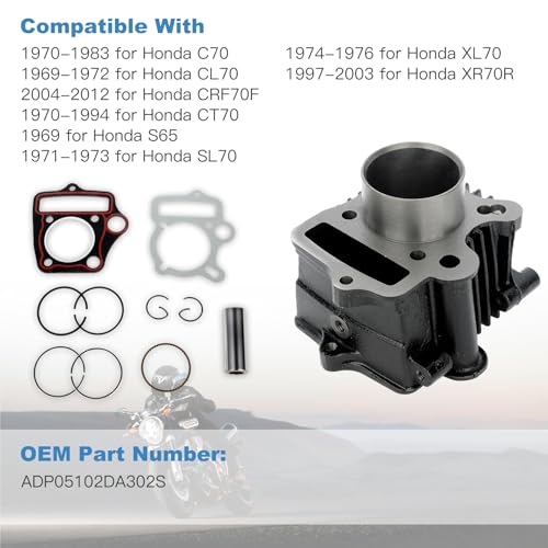 ECCPP 72cc Cylinder Top End Rebuild Kit 2004-2008 for Honda for CRF70F - size: 12101-GB0-910