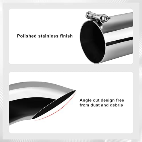 Mupera Universal 3.5 Inch Turn Down Exhaust Tip, 3.5" Outlet, 12" Long - size: 3.5" Inlet 3.5" Outlet 12" Length Silver