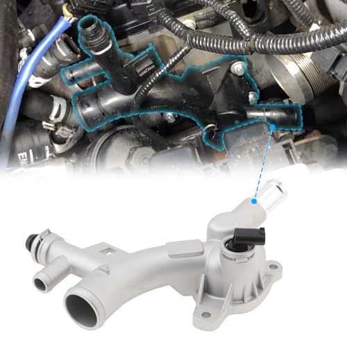 Engine Coolant Water Outlet Housing Aluminum with Sensor - Replaces 25193922, 55565334 - Compatible with 2011-2016 Chevrolet Cruze, 2012-2020 Sonic, 2013-2020 Trax, 2013-2019 Buick Encore