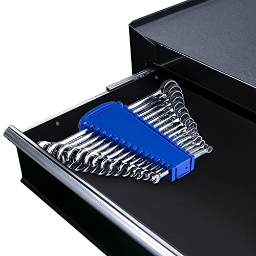 Max Torque 15-Piece Premium Combination Wrench Set, Complete SAE Inch Sizes from 1/4” to 1” with Rack Organizer | Cr-V Steel, Mirror Chrome Finish, Long Pattern, V-Groove Open End and 12-Point Box End - size: Regular (1/4" to 1")