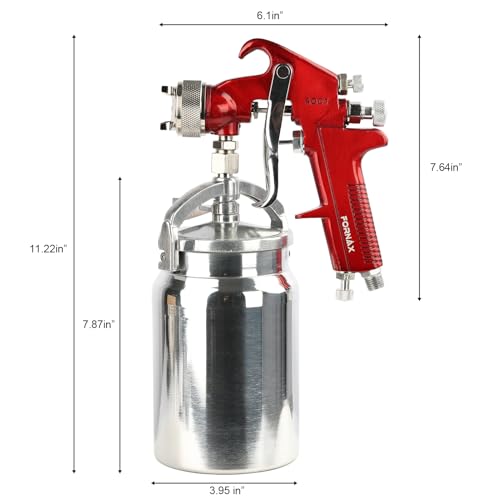 FORNAX Professional Siphon Feed Spray Gun, 1000cc Paint Cup, 1.4/1.7/2.0mm Nozzles, 6 CFM Air Consumption, 1/4" NPT Air Inlet, for Car Painting, Furniture, Automotive, Woodworking, Metal Spraying