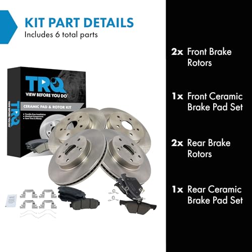 TRQ Front & Rear Brake Pad & Rotor Kit Ceramic