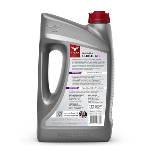 TRIAX Multi-Vehicle Global ATF Full Synthetic | Compatible with Honda DW-1, Dexron III, Dexron VI, Mercon V, Nissan Matic, ATF +4, TES 295 & More | OEM Grade Automatic Transmission Fluid (5 Quart) - size: 5 Quart Jug