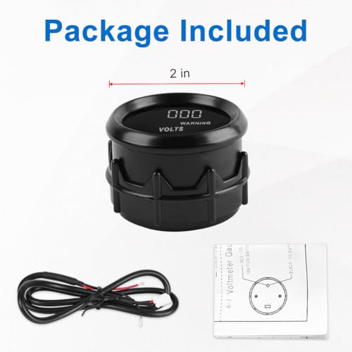 DC12V Voltmeter Red Digital LED Volt Gauge Voltage Meter Kit 2" 52mm - size: Volt Gauge