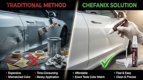 Touch Up Paint Pen for Tesla Model 3/Y/S/X (Pearl White Multi-Coat(PPSW))–Exact Color Match Car Paint Scratch Repair, 2-in-1 Brush & Pen, DIY Chip & Scratch Fix,Automotive Scratch Repair Pen - color: Pearl White Multi-Coat(PPSW)
