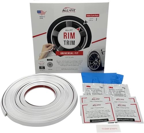 All-Fit Automotive Rim Trim – Fits Up to 4 24" Wheels (3/8″ Width - White) - color: White