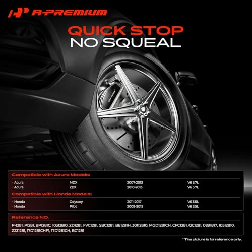 A-Premium Rear Ceramic Brake Pads Compatible with Honda & Acura - style: Rear - P1281