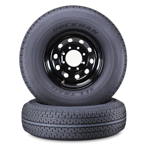 ROCKMAN Trailer Tire Wheel ST235/85R16 12-Ply F 127M 8X6.5 Black Mod Rim,S2 - size: ST235/85R16 12PR /8x6.5