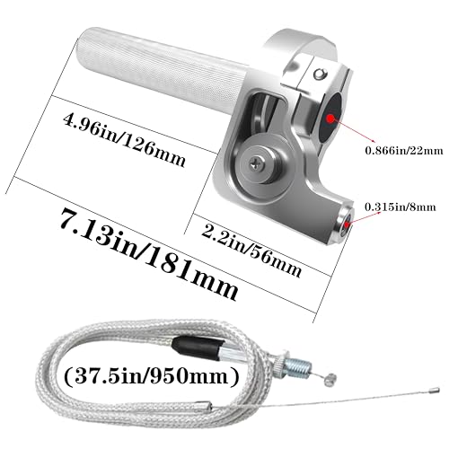 Motorcycle Throttle Assembly,7/8" Quick Twist Throttle Grips with Throttle Cable Aluminum Alloy Universal for CRF KLX SSR TTR 110 125 150 250cc Dirt Pit Bike ATV Mini Bike - color: Silver + Black