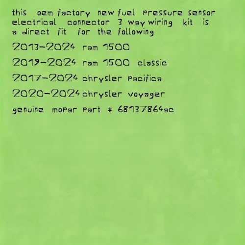 OEM Genuine For Mopar 1500 VOYAGER PRESSURE 3 WAY WIRING KIT 68137864AC (see fitment info on photos)
