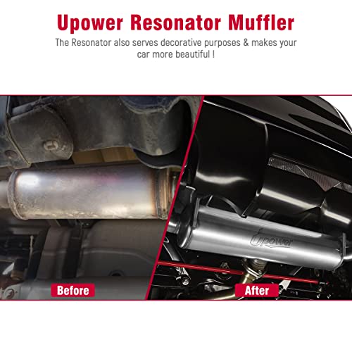 Upower 2.5" Inlet&Outlet Diesel Exhaust Muffler 4" x10" Body 14" Whole Length Universal Resonator - Straight Through Polished Stainless Steel Welded On Resonator Muffler - size: 2.5" Inlet 14" Overall Length