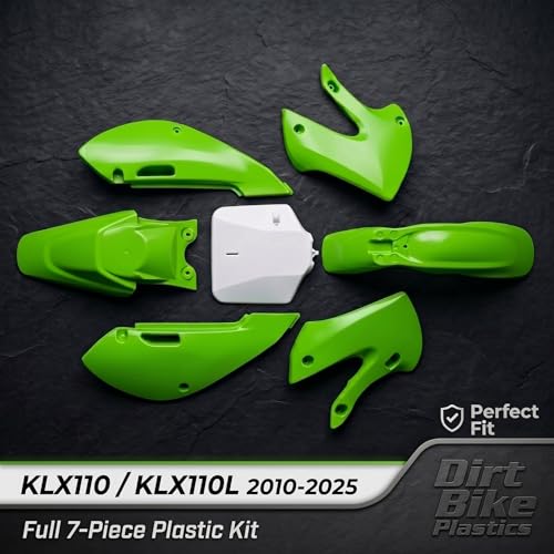 Dirt Bike Plastic Kits for KLX 110 KLX110, Rear Front Fender Number Plate Side Cover Fuel Tank Cover Fairing Body for KLX 110L 2010-2025 Green - color: green