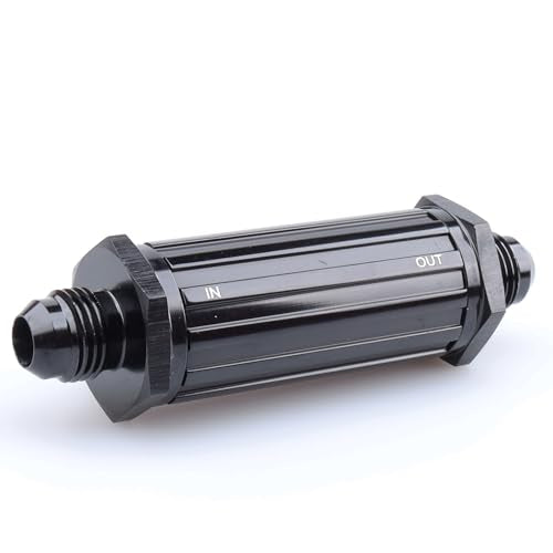 AC PERFORMANCE -6 AN Male Inline Fuel Filter 150 Micron Aluminum Black - color: Black, size: 6AN, 150 Micron