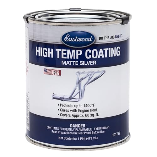 Eastwood Matte Silver Heat Resistant Paint | High Heat Temperature Protection up to 1400° | Engine Cover or Exhaust System | Brake Caliper Paint | Added Corrosion & UV Resistance | 1 Pint 6 sq. ft.