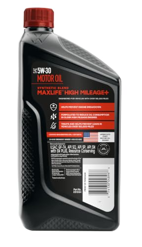 Valvoline High Mileage 150K with MaxLife Plus Technology 5W-30 Motor Oil 1 Quart - size: 1 qt (Pack of 1), style: High Mileage 150K