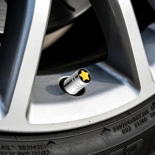 8-Pack Yellow Star Valve Stem Caps