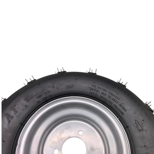 Silver 7" Left Wheel Rim Tire Assembly for TaoTao 50cc 90cc 110cc 125cc ATVs & Go Karts Includes 16x8-7 Tire 70mm Bolt Rim