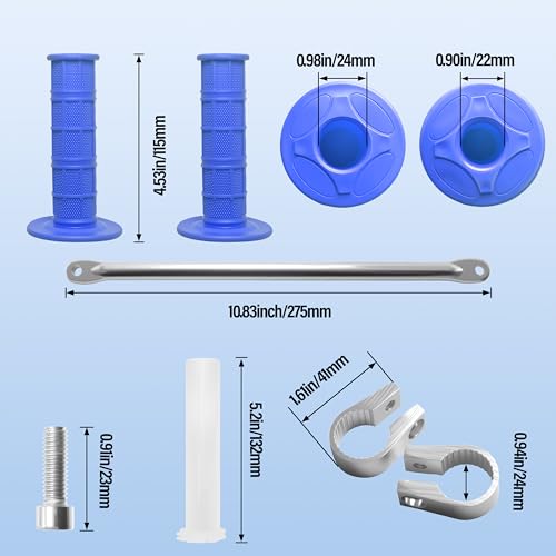 Universal 7/8" 22mm Dirt Bike Handlebar Set,Choice of Mid or High-Rise Aluminum Handlebars with Anti-Slip Grips & Crossbar for Pit Bike, Dirt Bike,ATV, Quad,Motorcycle (Blue, Mid Rise Handlebar) - size: Mid Rise Handlebar