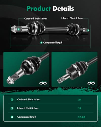 SCITOO Front CV Axle Shaft Assembly for Yamaha Grizzly 550 700 2007-2014 - size: Front Left Right