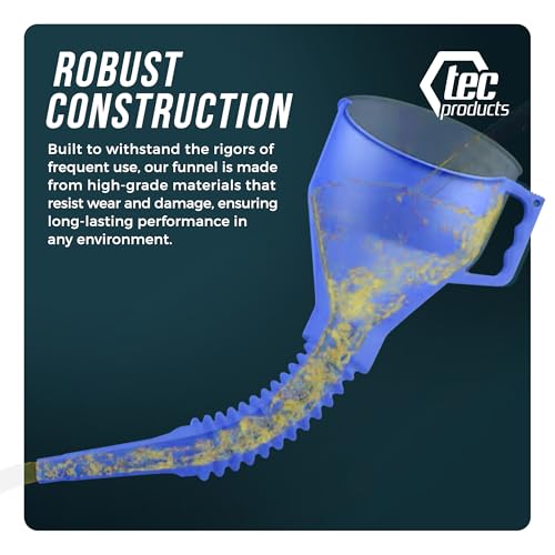 TEC Products FlexAll Long Flexible Oil Change Funnel, Blue, 16x5 Inches - color: Blue, size: Large