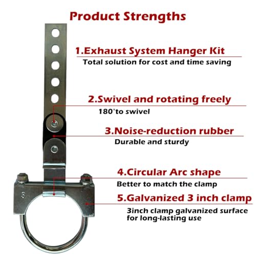 1 Pack Exhaust Pipe Hanger to Fit 3'' TailPipe Swivel Muffler Clamp Hanger - size: 3 inch