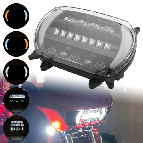 Motorcycle Headlamp Aluminum LED Headlight w/DRL Turn Signal Light Fit for 2015-2025 Harley Touring Road Glide,Black