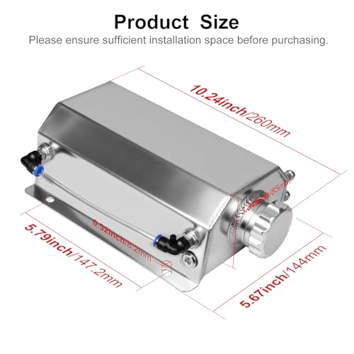 Coolant Reservoir Tank, 2L Aluminum Radiator Overflow Tank Silver - color: Silver, size: 2L