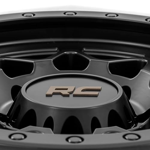 Rough Country 78 Series One Piece Aluminum Wheel with Simulated Beadlock - 17x8.5, 6x5.5" Bolt Pattern, +0mm Offset, Rugged 10-Spoke Design, Semi Gloss Black