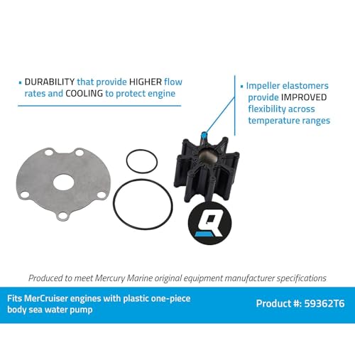 Quicksilver 59362T6 Sea Water Pump Impeller Replacement Kit for MerCruiser Engines with One-Piece Pump Body