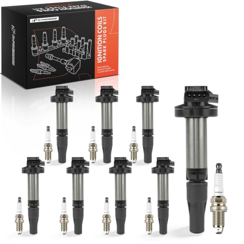 A-Premium Set of 8 Ignition Coil Pack and Iridium Spark Plugs - color: Black