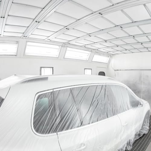 HARFINGTON 3Roll Pre-Taped Masking Film 43.3" x65.6ft for Painting Covering - size: 43.3"x65.6ft