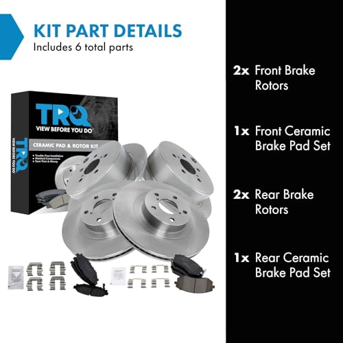 TRQ Front and Rear Brake Pad and Rotor Set Ceramic Vented Rotors - style: BKA11477