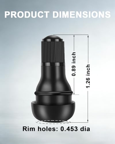 Riseuvo TR412 Tubeless Rubber Snap-in Tire Short Valve Stems, 5Pcs